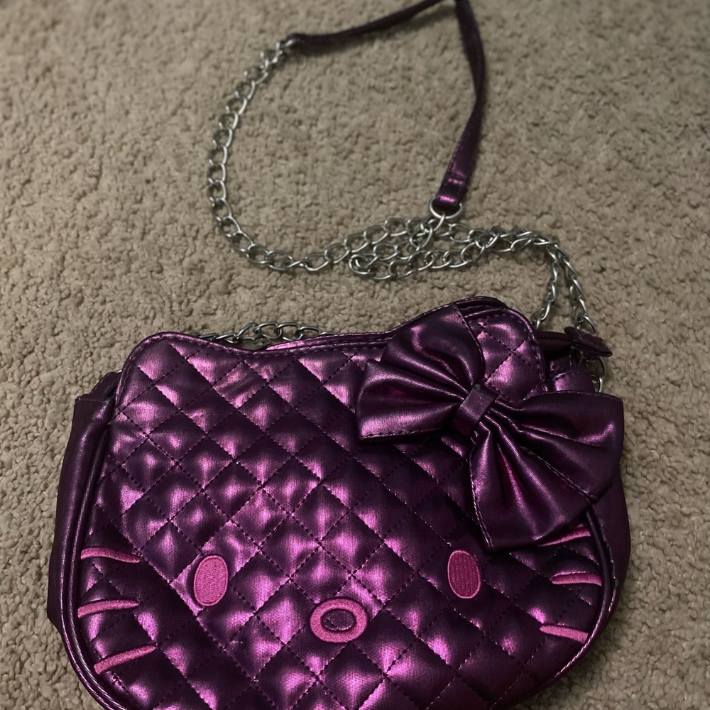 Hello Kitty Purple Quilted Crossbody Bag with Bow
